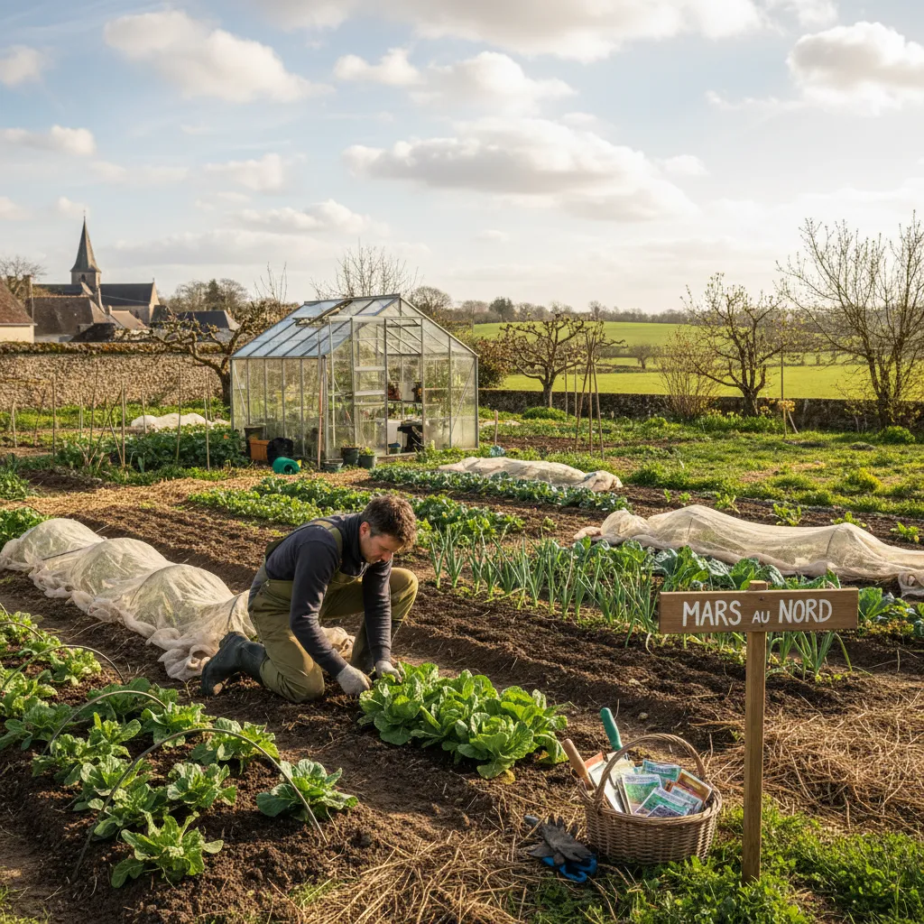 Potager en mars nord France : guide anti-gelées + calendrier